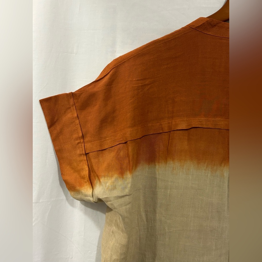 Maaesa - Orange, Beige & Green Color-Block Top - Picture 11 of 12